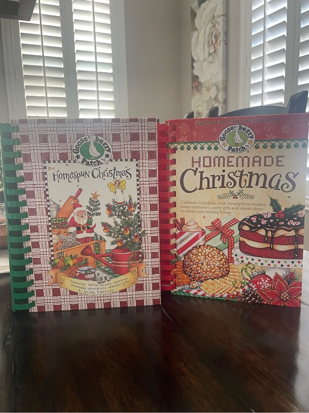 Two Gooseberry Patch Homemade Christmas Cookbook Duo - Red & Green